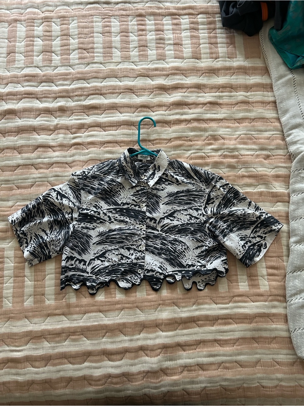 Kenzo Black and White Cropped Button Down